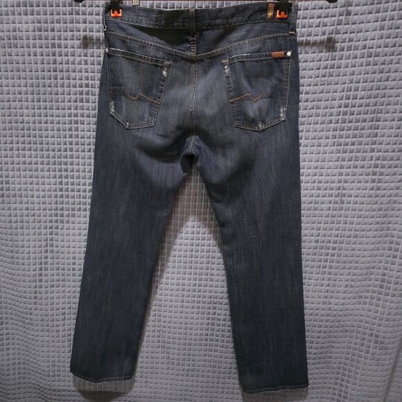 7 Austyn Dark Wash Jeans 38x36 Mens Y2K USA Straight Leg Distressed Grunge Rock - Picture 11 of 16